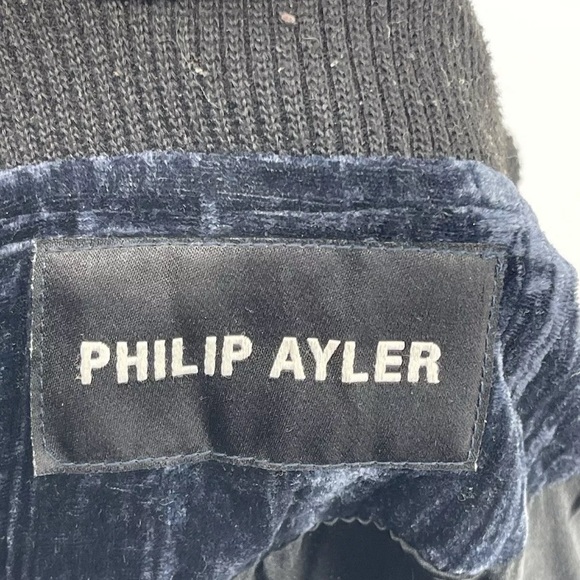 Philp Ayler Jacket Full Zip Velour Navy Blue Full Zip Men’s Size L - Picture 8 of 9